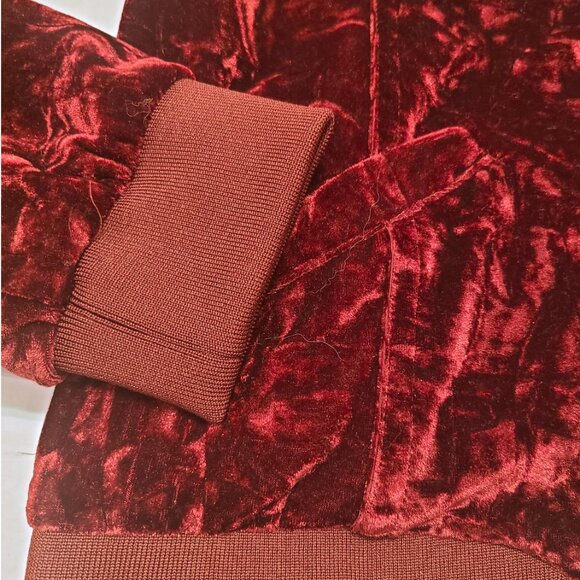 Kensie Jeans Crushed Burgundy Velvet Bomber Jacket - Women's Size Medium - Picture 9 of 15